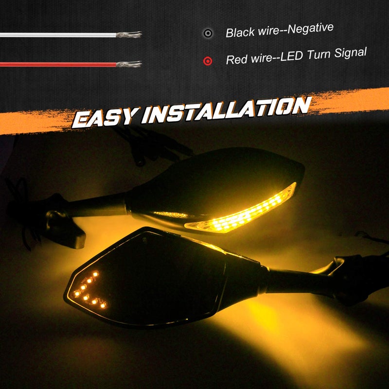 NTHREEAUTO Motorcycle Sway Adjustable Rear Side View Mirrors Integrated with Signal Light Kit Compatible with Suzuki GSXR, Honda CBR600RR, ATV, Yamaha R1, R6, R6S and Kawasaki - Image 3